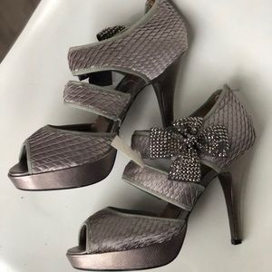 Poetic Licence London Silver Bow Shoes